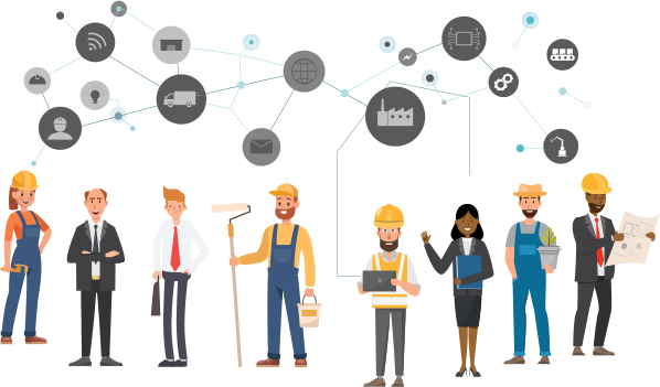 Profissionais da indústria e engenharia